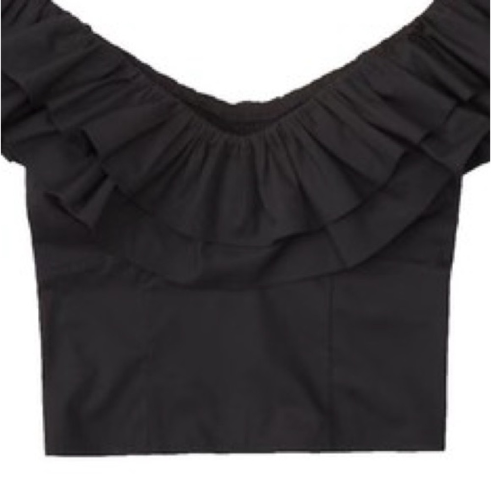 Abercrombie & Fitch Black Ruffle Off-Shoulder Crop Top